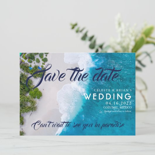 Beach Destination Wedding Save Dates Save The Date (Staand voorkant)