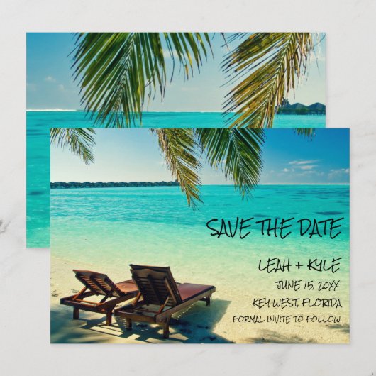 Beach Destination Wedding Save the Date (Voorkant / Achterkant)