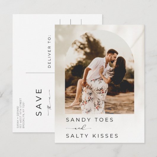 Beach Destination Wedding Save the Date Aankondigingskaart (Voorkant / Achterkant)