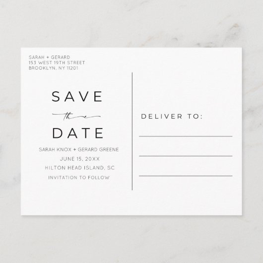 Beach Destination Wedding Save the Date Aankondigingskaart (Achterkant)