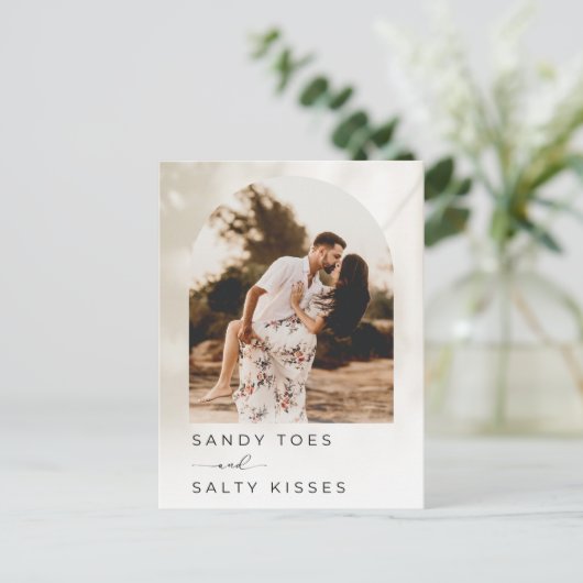 Beach Destination Wedding Save the Date Aankondigingskaart (Staand voorkant)