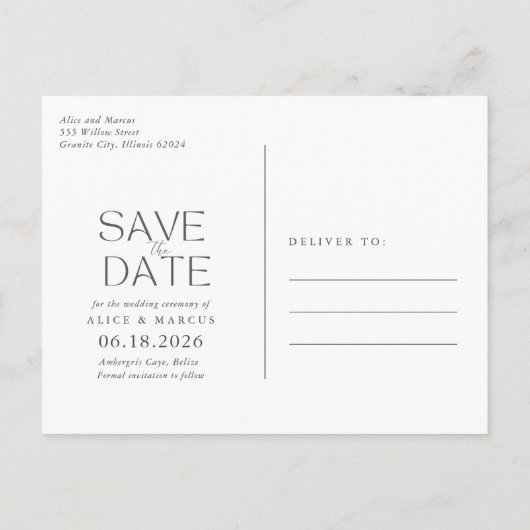 Beach Destination Wedding Save the Date Aankondigingskaart (Achterkant)