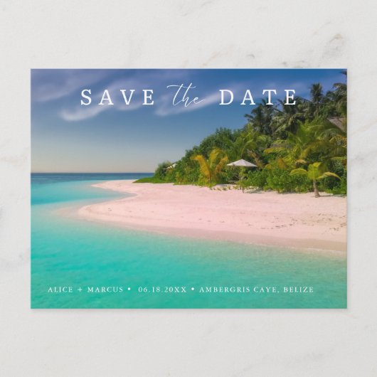 Beach Destination Wedding Save the Date Aankondigingskaart (Voorkant)
