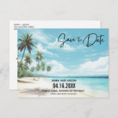 Beach Destination Wedding Save the Date Aankondigingskaart (Voorkant / Achterkant)
