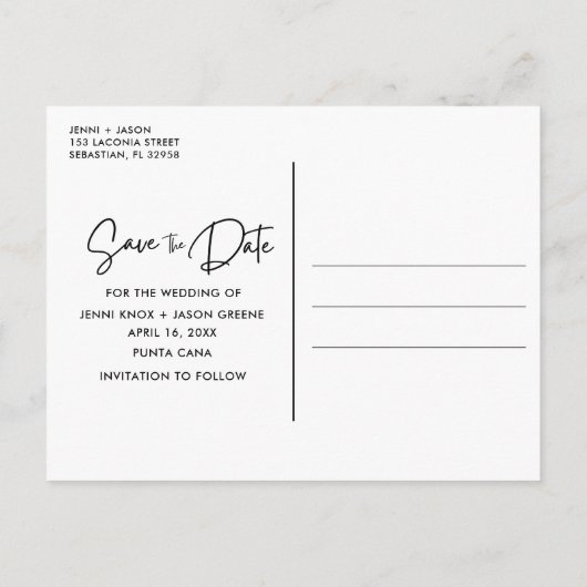 Beach Destination Wedding Save the Date Aankondigingskaart (Achterkant)