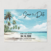 Beach Destination Wedding Save the Date Aankondigingskaart (Voorkant)