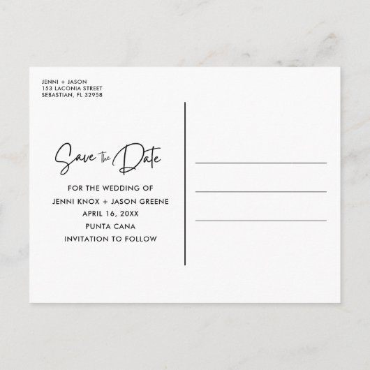 Beach Destination Wedding Save the Date Aankondigingskaart (Achterkant)