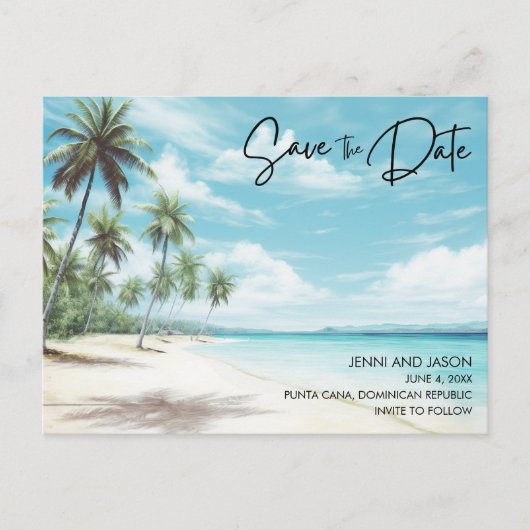 Beach Destination Wedding Save the Date Aankondigingskaart (Voorkant)