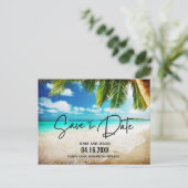 Beach Destination Wedding Save the Date Aankondigingskaart (Staand voorkant)