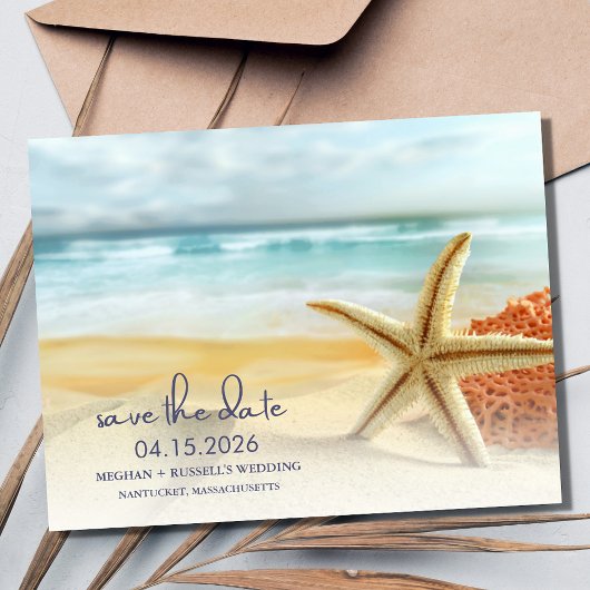 Beach Destination Wedding Save the Date Aankondigingskaart