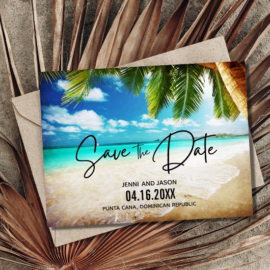 Beach Destination Wedding Save the Date Aankondigingskaart