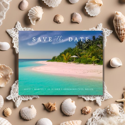 Beach Destination Wedding Save the Date Aankondigingskaart