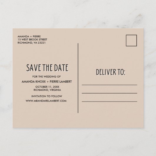 Beach Destination Wedding Save the Date Aankondigingskaart (Achterkant)