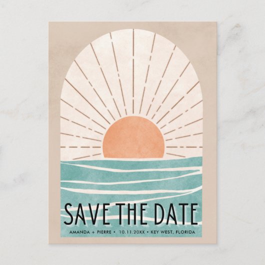 Beach Destination Wedding Save the Date Aankondigingskaart (Voorkant)