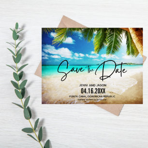 Beach Destination Wedding Save the Date Announcem Aankondigingskaart