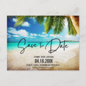Beach Destination Wedding Save the Date Announcem Aankondigingskaart (Voorkant)