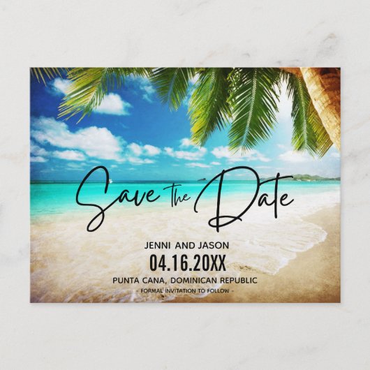 Beach Destination Wedding Save the Date Announcem Aankondigingskaart (Voorkant)