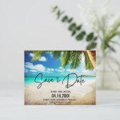 Beach Destination Wedding Save the Date Announcem Aankondigingskaart (Staand voorkant)