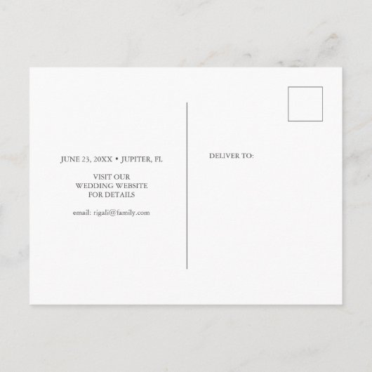 Beach Destination Wedding Save the Date Briefkaart (Achterkant)