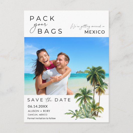 Beach Destination Wedding Save the Date Briefkaart (Voorkant)