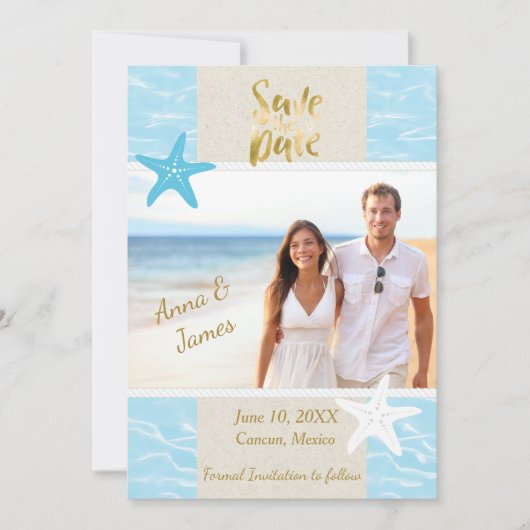Beach Destination Wedding Save the Date Feestdagenkaart (Voorkant)