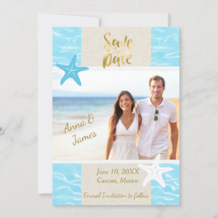 Beach Destination Wedding Save the Date Feestdagenkaart