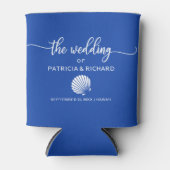 Beach Destination Wedding Seashell Royal Blue Blikjeskoeler (Voorkant)