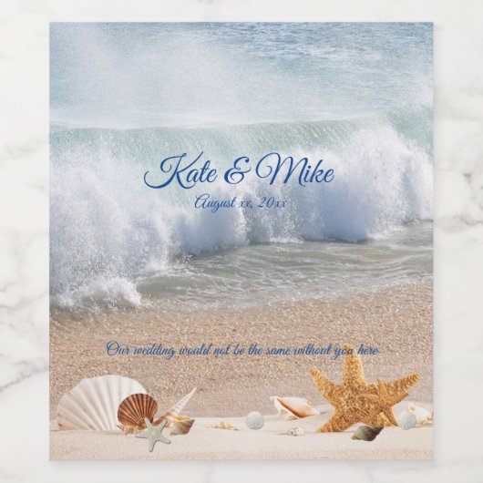 Beach Destination Wedding Seashells Tropical Ocean Wijn Etiket