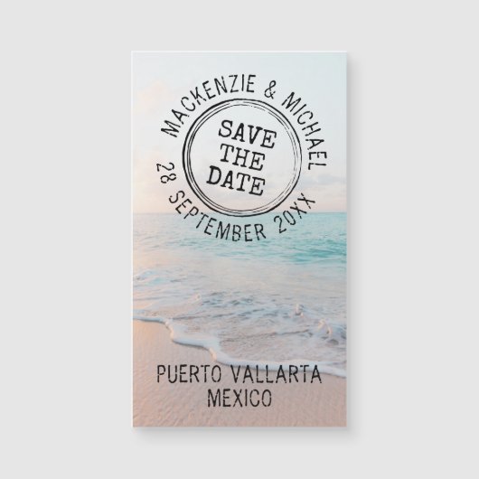 Beach Destination Wedding Stamp Mini Magnet (Voorkant)
