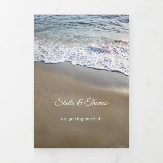 Beach Destination Wedding Tri-voudige Uitnodiging (Cover)