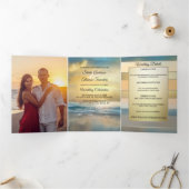 Beach Destination Wedding Tri-voudige Uitnodiging (Binnen)