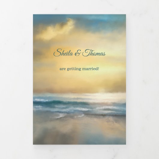 Beach Destination Wedding Tri-voudige Uitnodiging (Cover)