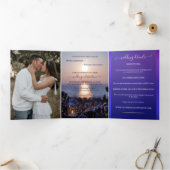 Beach Destination Wedding Tri-voudige Uitnodiging (Binnen)