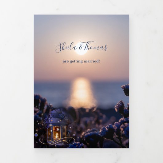 Beach Destination Wedding Tri-voudige Uitnodiging (Cover)