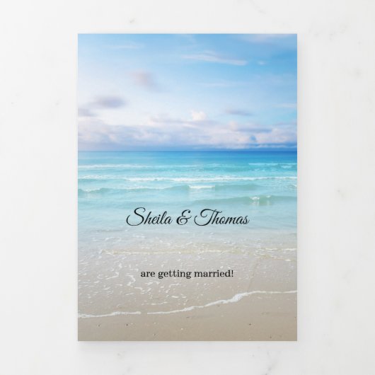 Beach Destination Wedding Tri-voudige Uitnodiging (Cover)