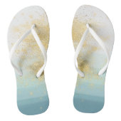 Beach Destination Wedination Blue White Gold Teenslippers (Voetbed)