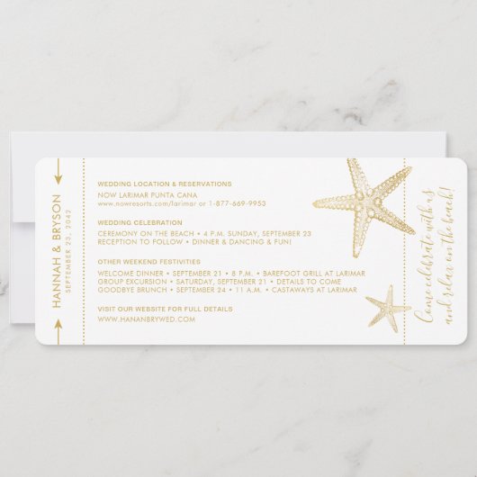 Beach Destination Weduwfish Boarding Pass Save The Date (Achterkant)