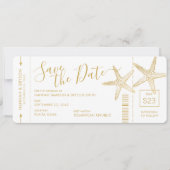 Beach Destination Weduwfish Boarding Pass Save The Date (Voorkant)
