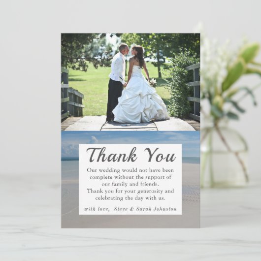 Beach Destination Weduwfoto Hartelijk dank kaarten (Staand voorkant)