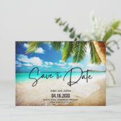 Beach Destination Weduwfoto Save the Date (Staand voorkant)