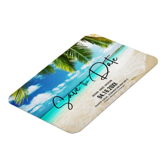 Beach Destination Weduwfoto Save the Date Magn Magneet (Linkerzijde)