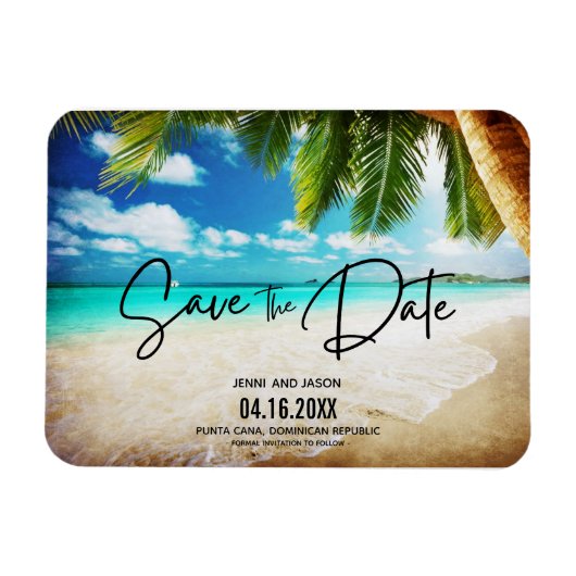 Beach Destination Weduwfoto Save the Date Magneet (Horizontaal)