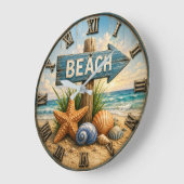 Beach Direction Sign Coastal Beach House Nautical Grote Klok (Hoek)