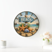 Beach Direction Sign Coastal Beach House Nautical Grote Klok (Huis)