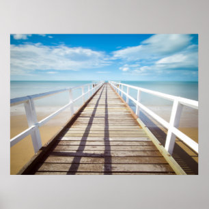 Beach Dock Ocean Print Poster Art Wall