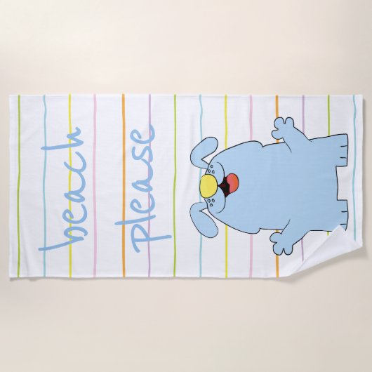 Beach Dog Blue "Beach Please" Strandlaken (Voorkant)