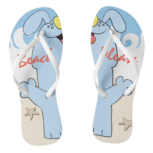Beach Dog Blue Waves "Beach Please" Teenslippers (Voetbed)