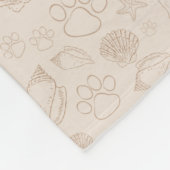 Beach Dog Cute Shell en Paw Dog Fleece Deken (Hoek)