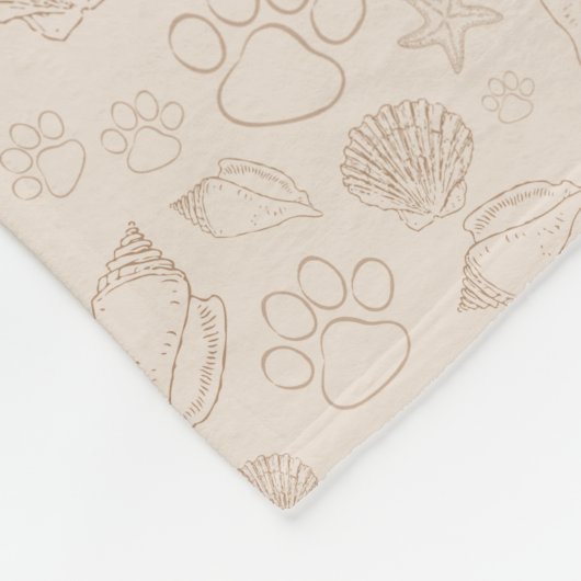 Beach Dog Cute Shell en Paw Dog Fleece Deken (Hoek)