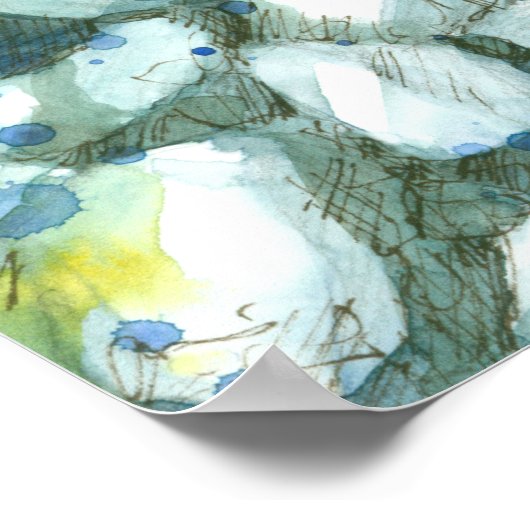 Beach Dog Walking Mountain Lake Zen Rock Cairn Poster (Hoek)